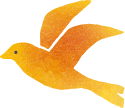 ふわふわ飛ぶオレンジの鳥